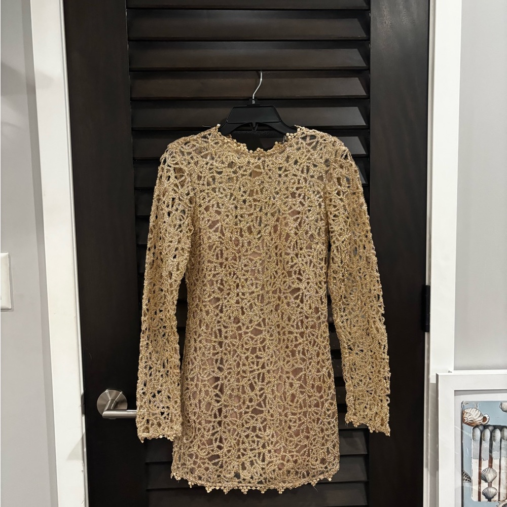 Alice McCall Lace Mini Dress in Gold